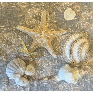 Set of 5 Handmade Coastal Shell Decor Starfish Pearls Natural Shells Christmas
